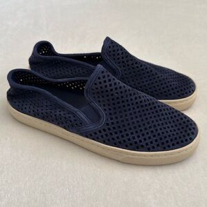 Tory Burch | Jesse Perforated Suede Leather Slip-On Sneakers Navy Sea/Blue (7)